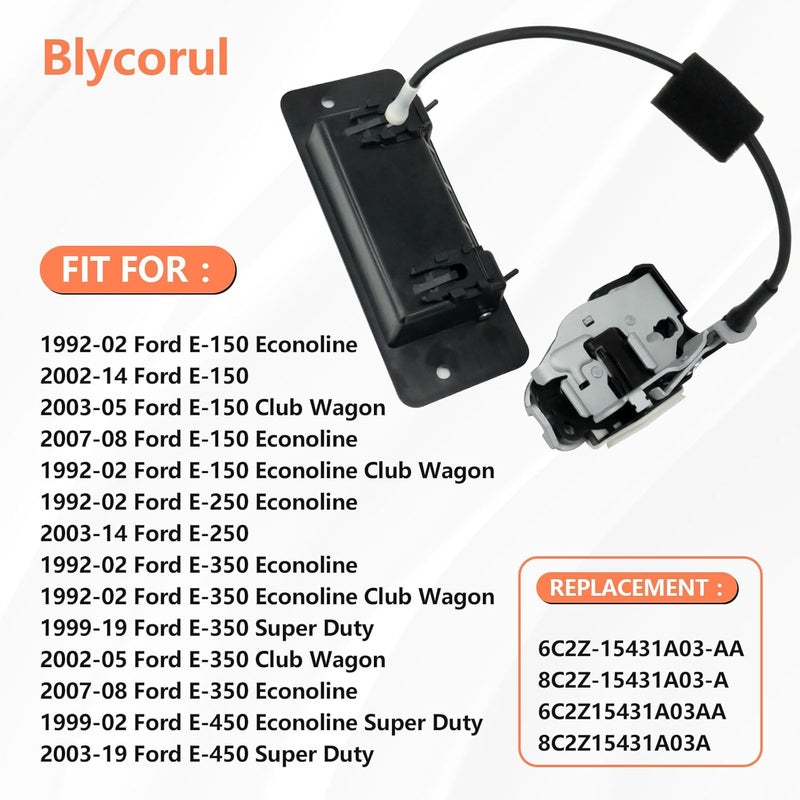 Blycorul Left Driver Side Rear Cargo Door Latch with Handle for 1992-2019 Ford E150 E250 E350 E450 Econoline Club Wagon Super Duty | Replaces 8C2Z-15431A03-A 6C2Z-15431A03-AA - Image 2